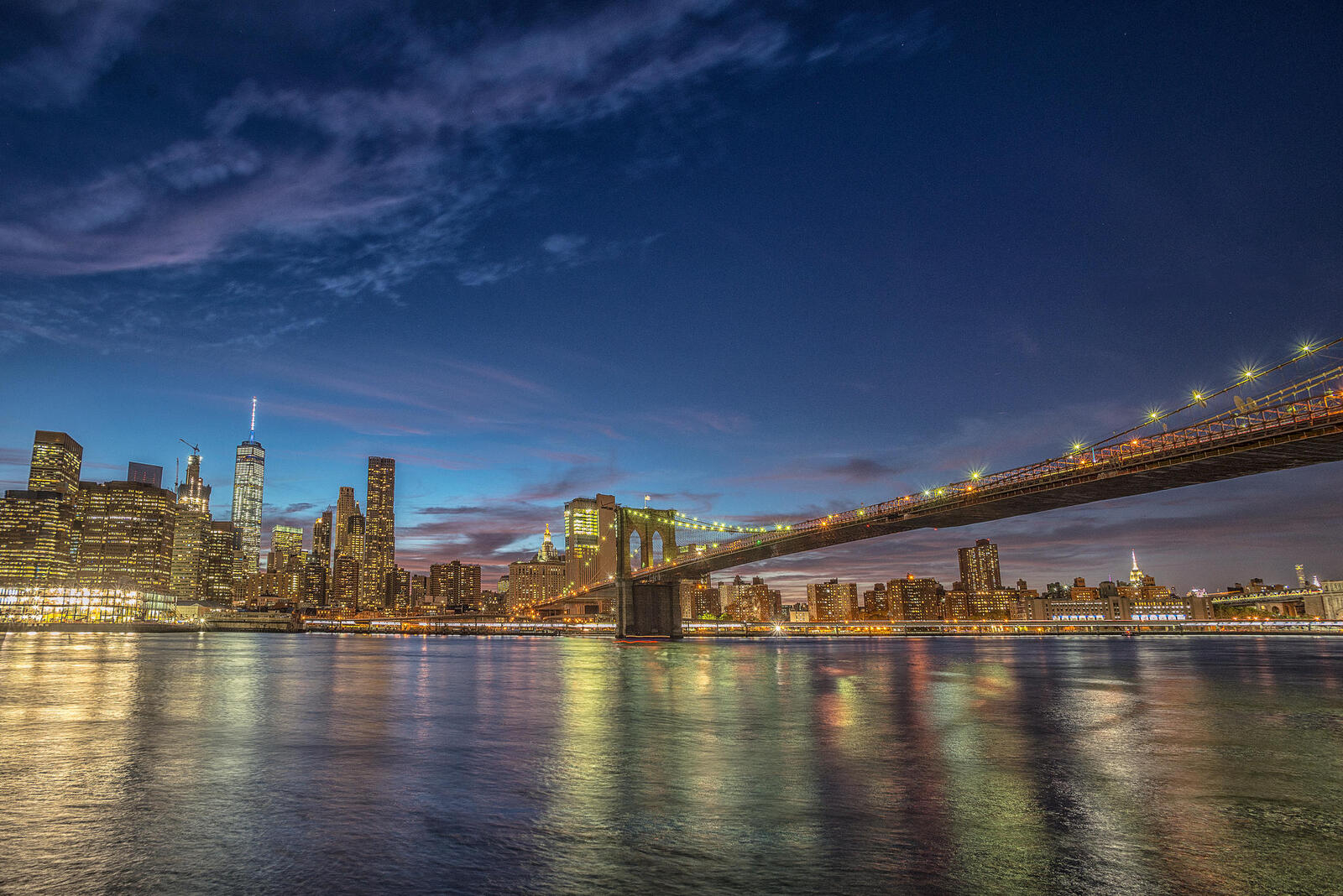 Обои Manhattan Brooklyn Bridge One World Trade Center на рабочий стол