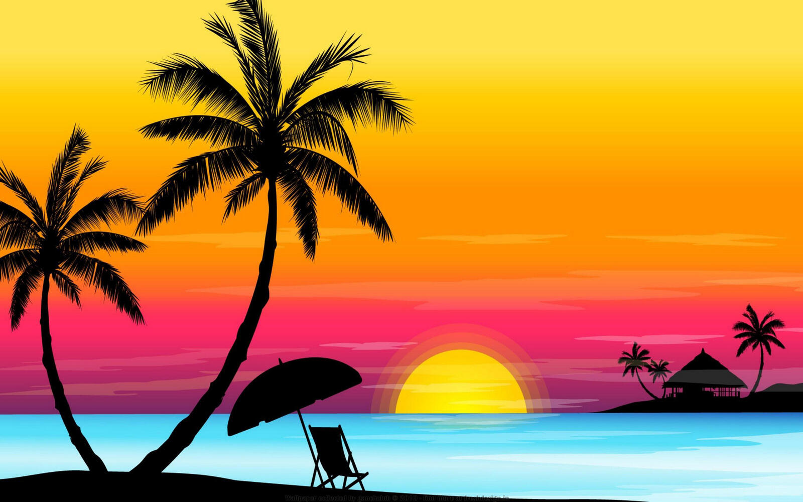 Wallpapers palm tree sun sea on the desktop