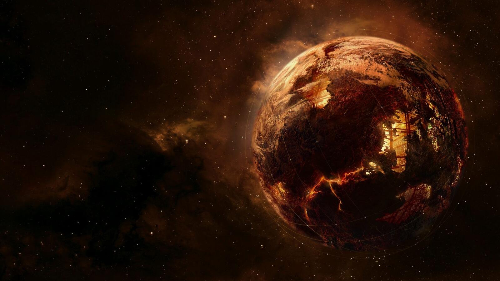 Wallpapers artificial hollow planet on the desktop