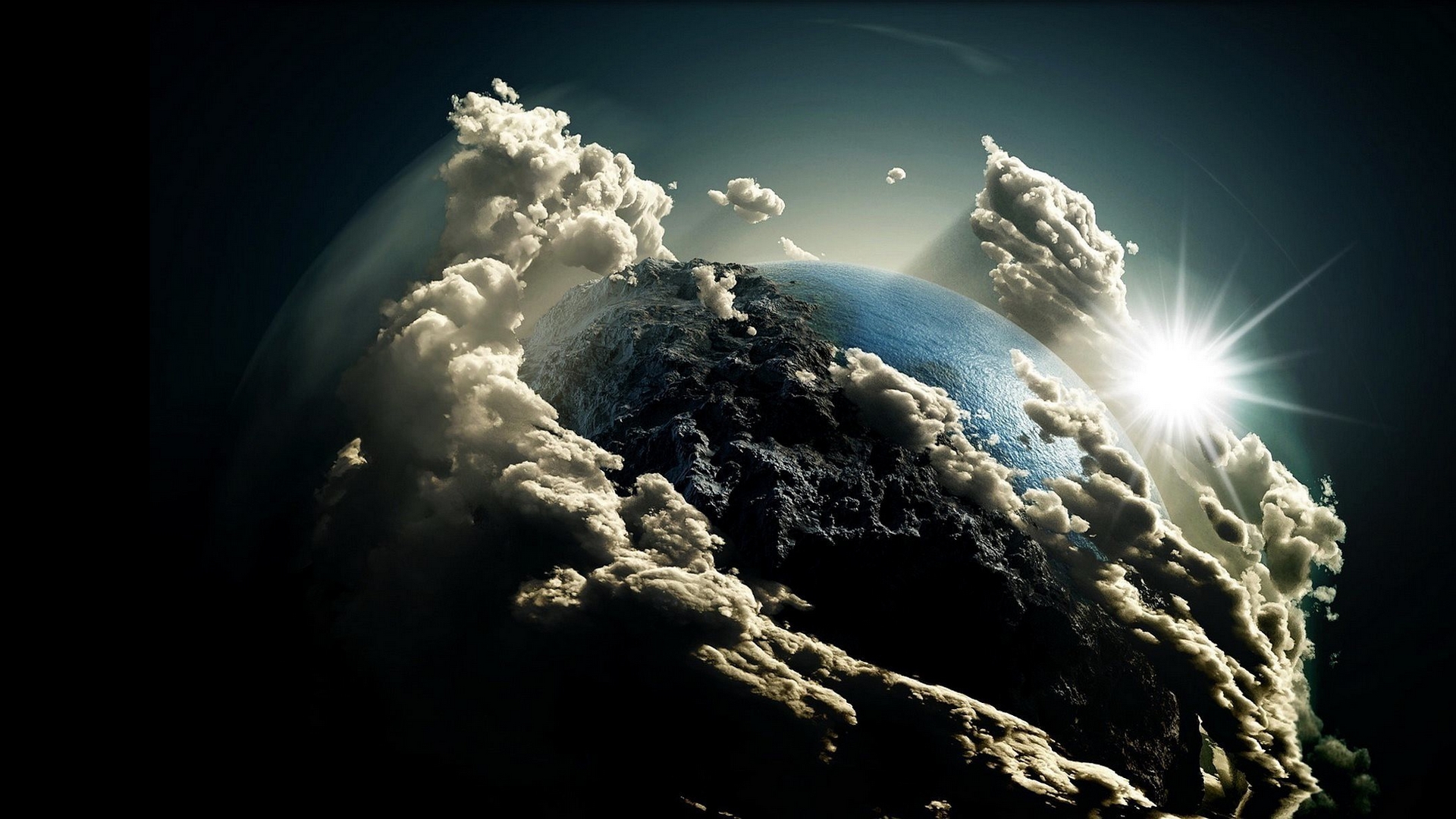 Обои фантастическая планета облака на рабочий стол