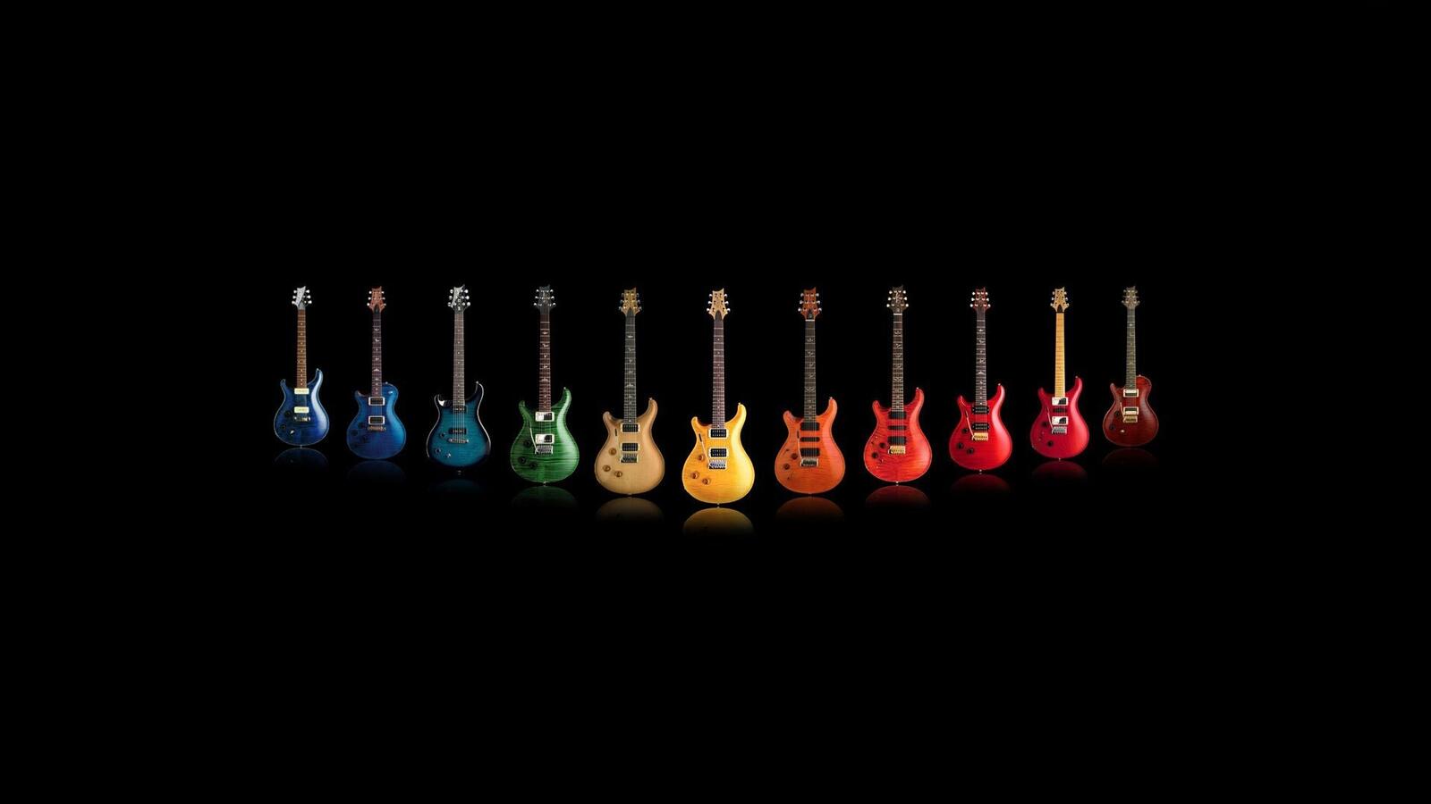Обои гитары разноцветные разные на рабочий стол