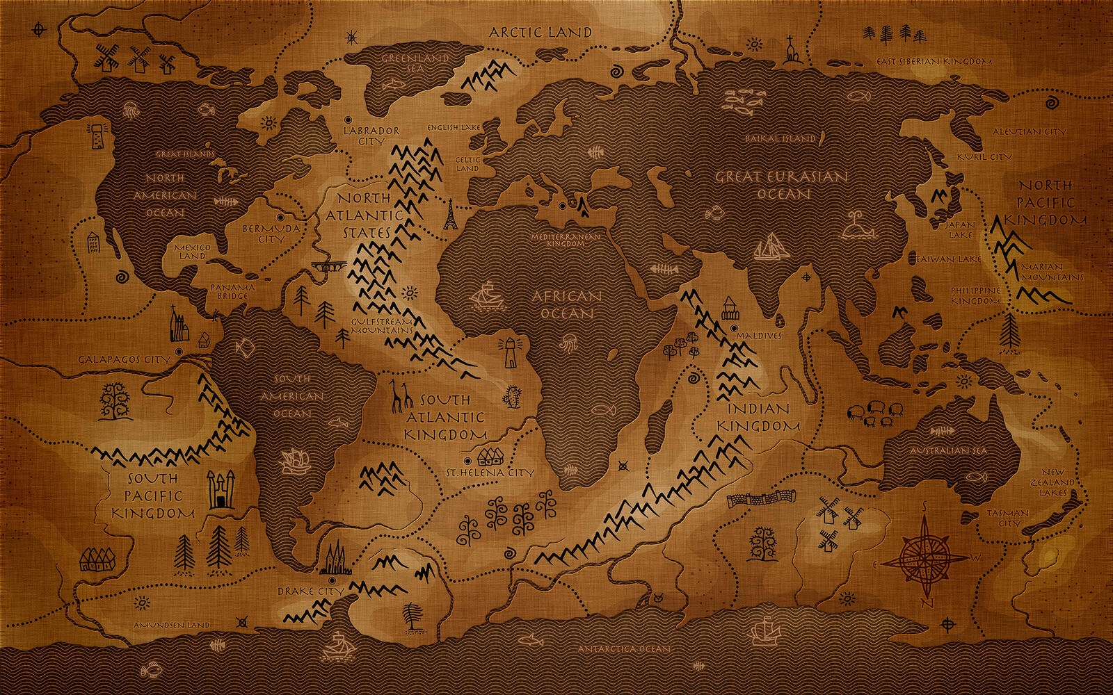 Wallpapers world map drawings on the desktop