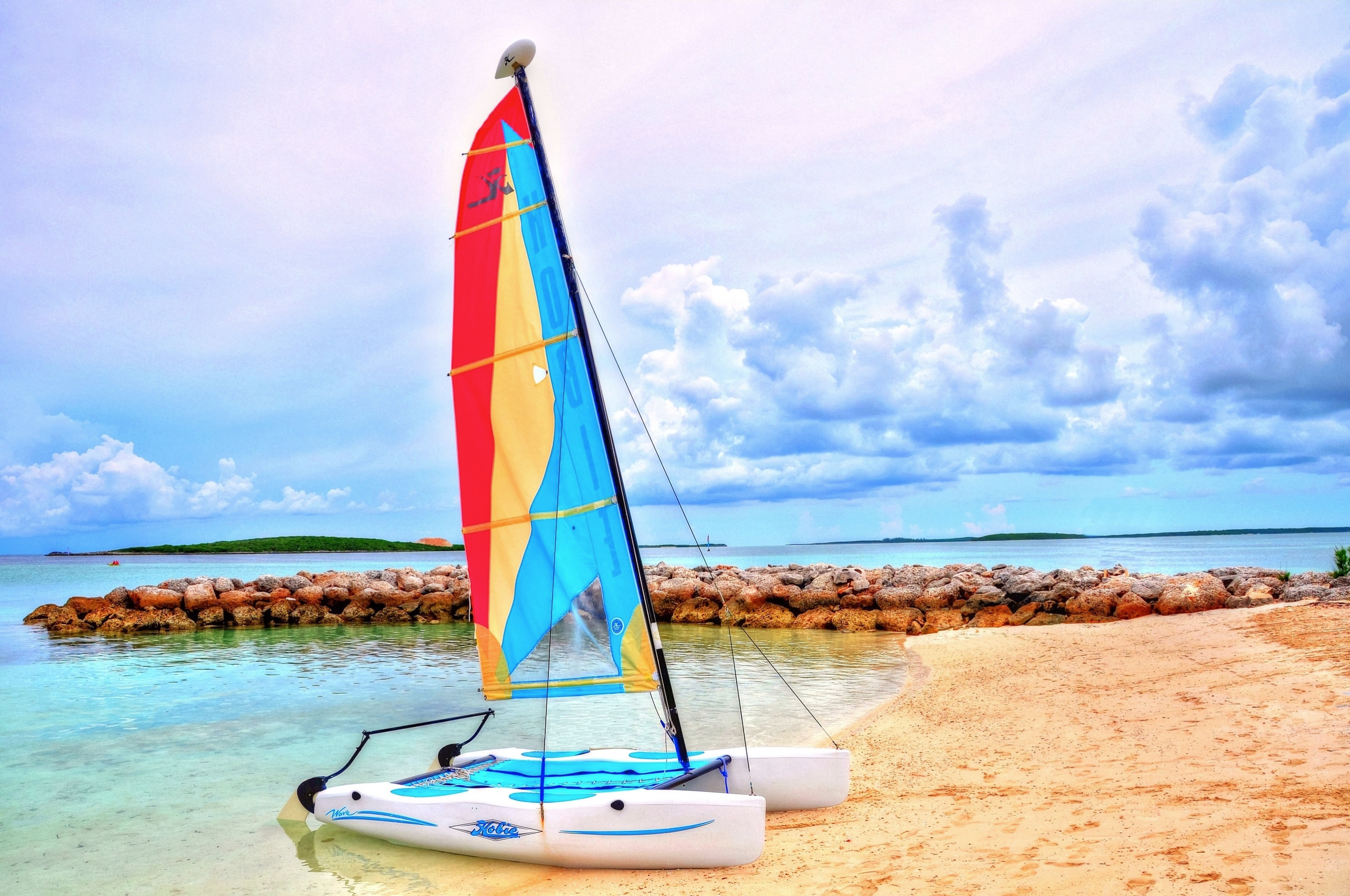 Wallpapers beach catamaran yacht on the desktop