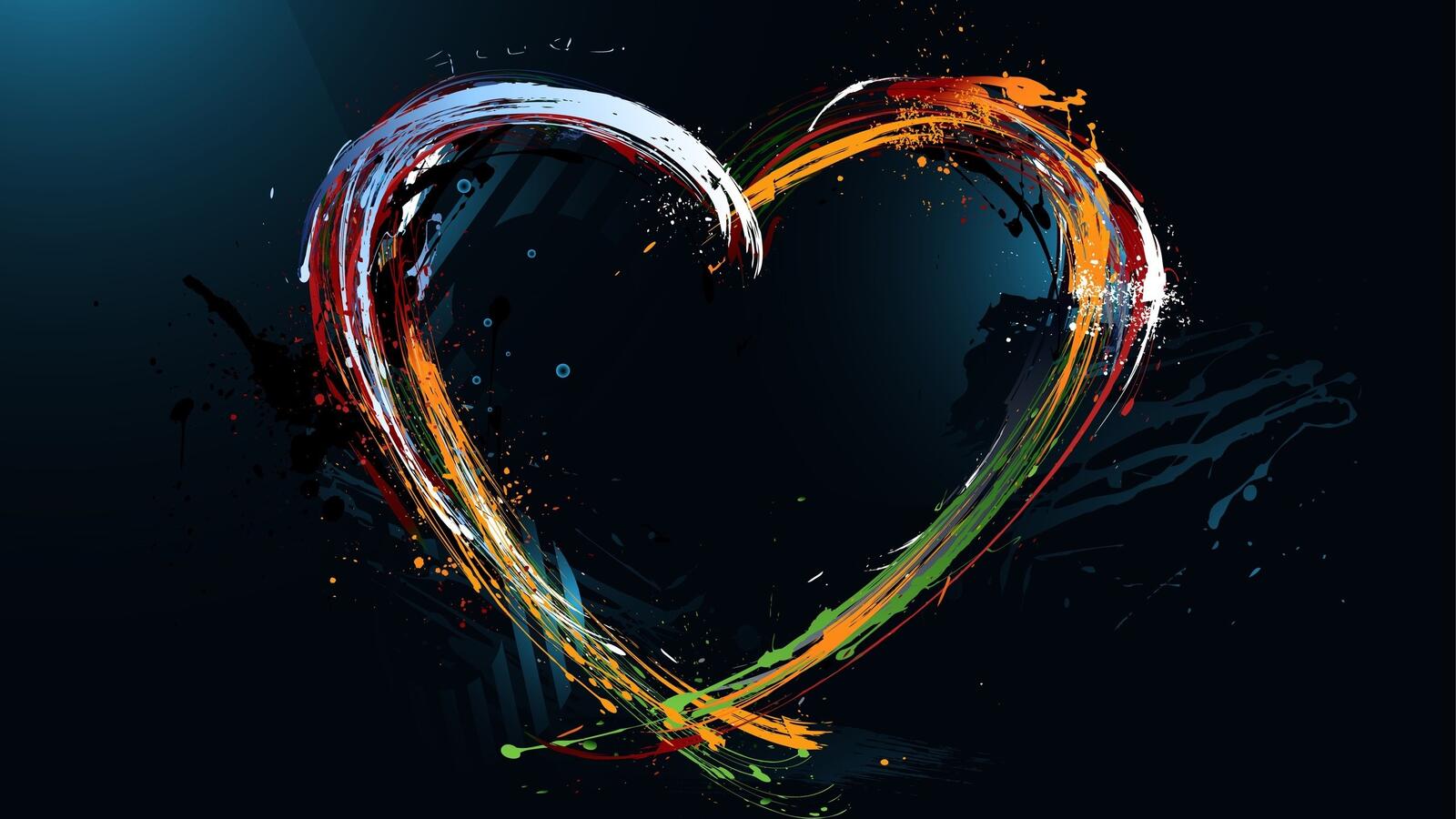 Обои сердечко сердце краски на рабочий стол