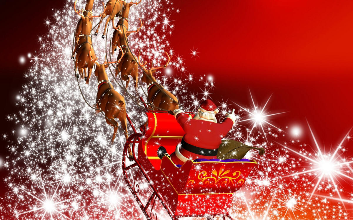 Atmospheric sleigh with Santa Claus.
