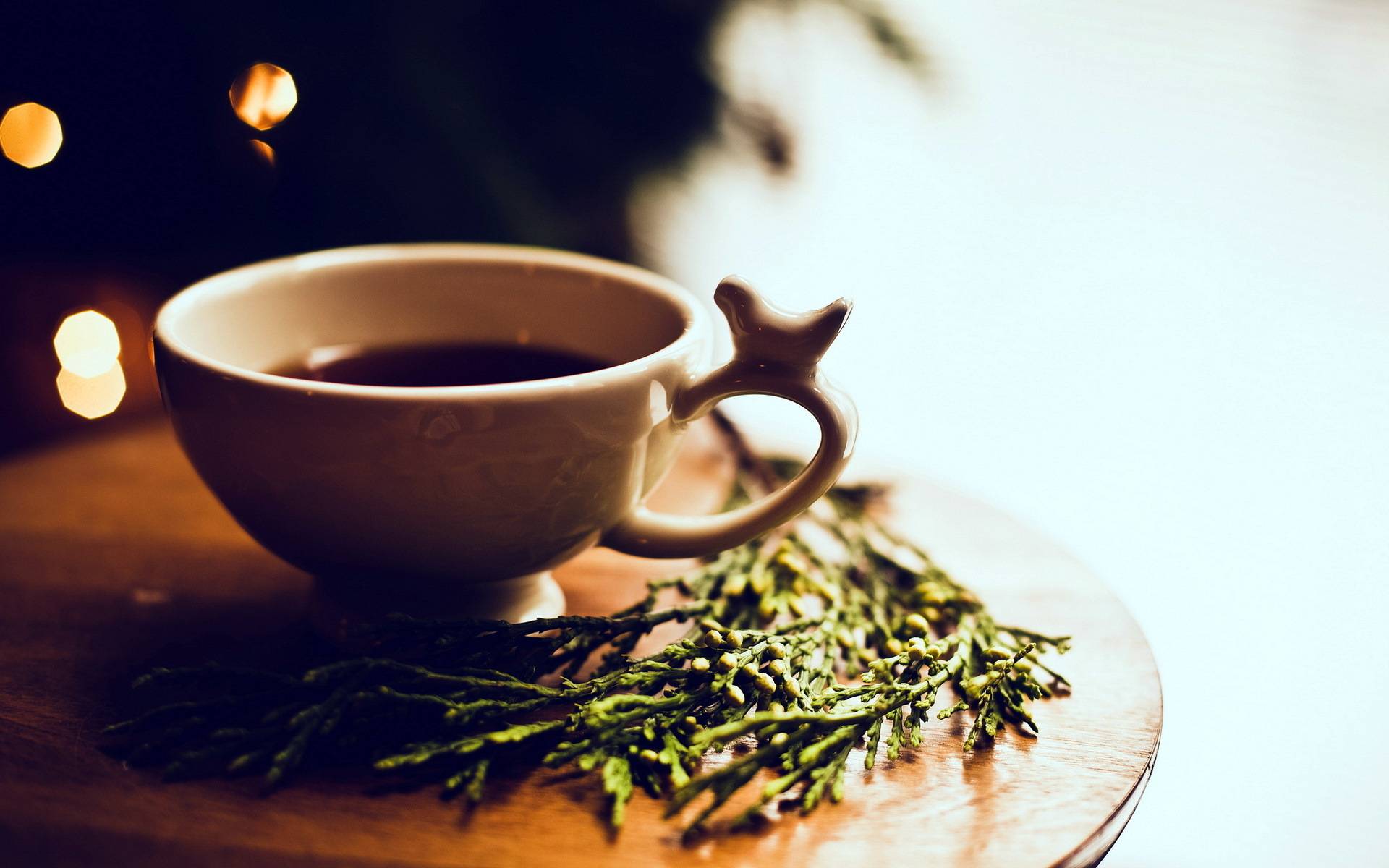 Wallpapers Cup of tea herbs table on the desktop