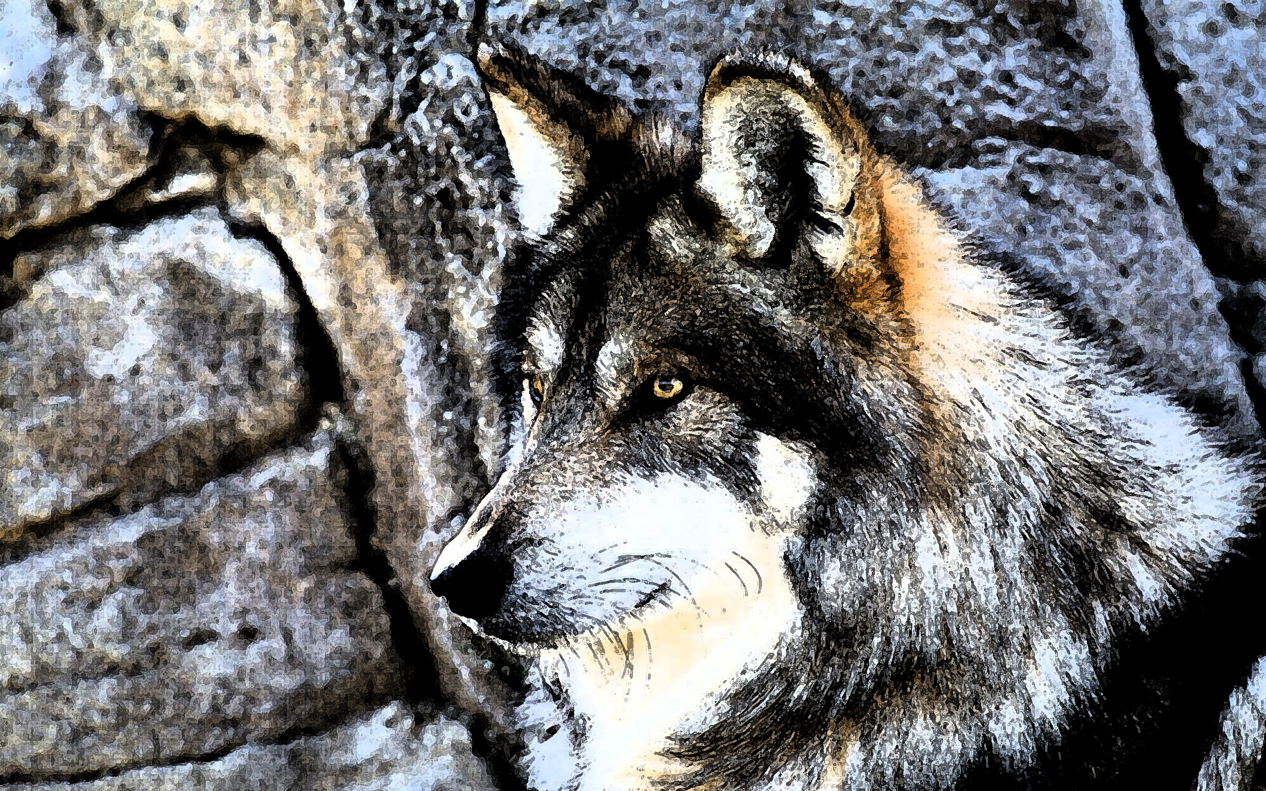 桌面上的壁纸狼的结晶 狼 深色背景