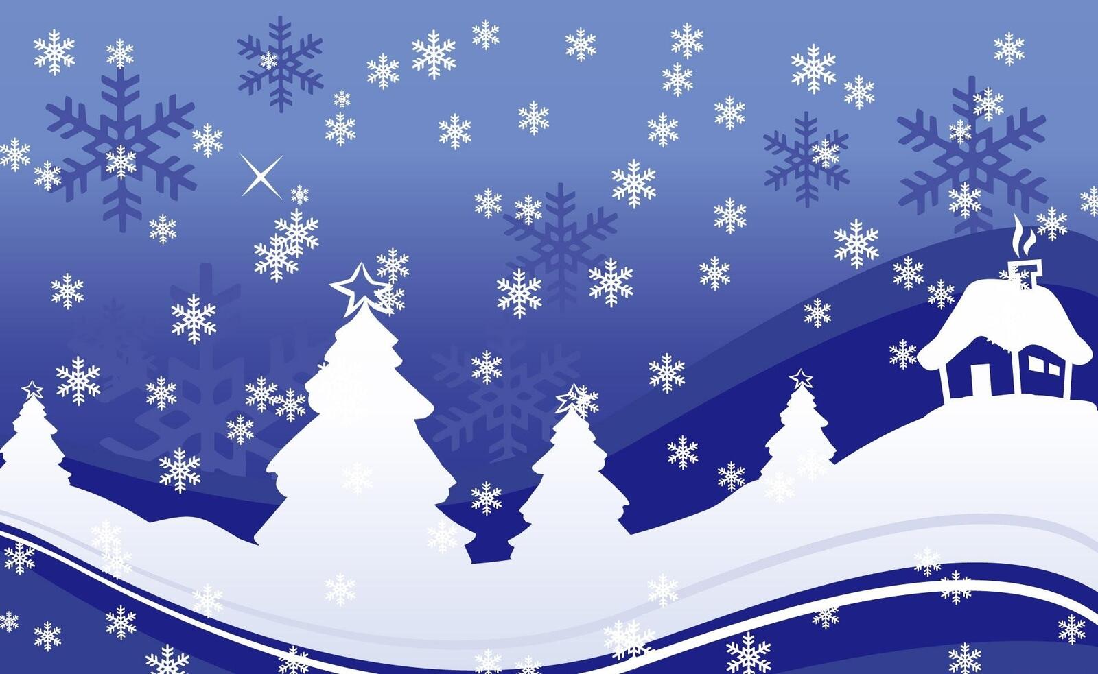 Wallpapers Christmas tree house snowflakes on the desktop
