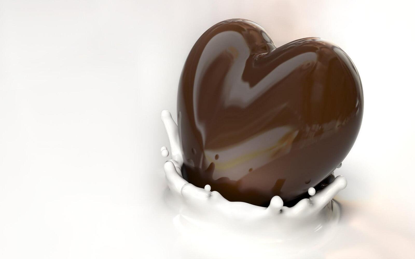 Обои сердце шоколад молоко на рабочий стол