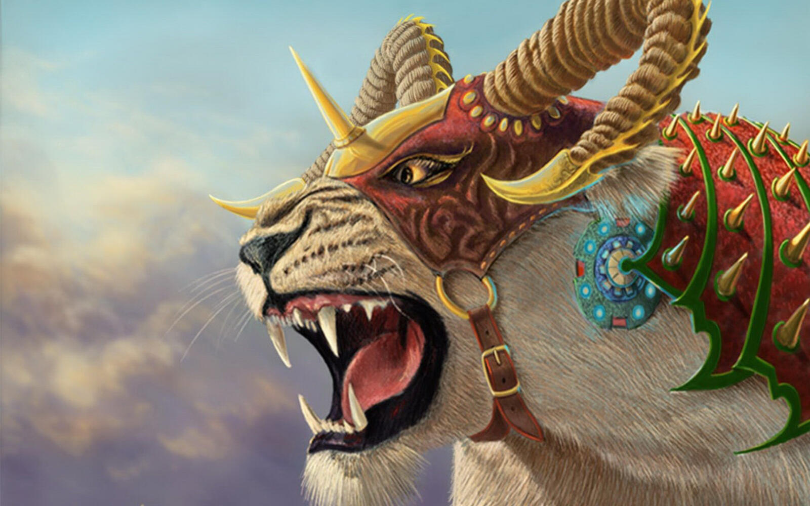 Wallpapers beast horns tiger on the desktop