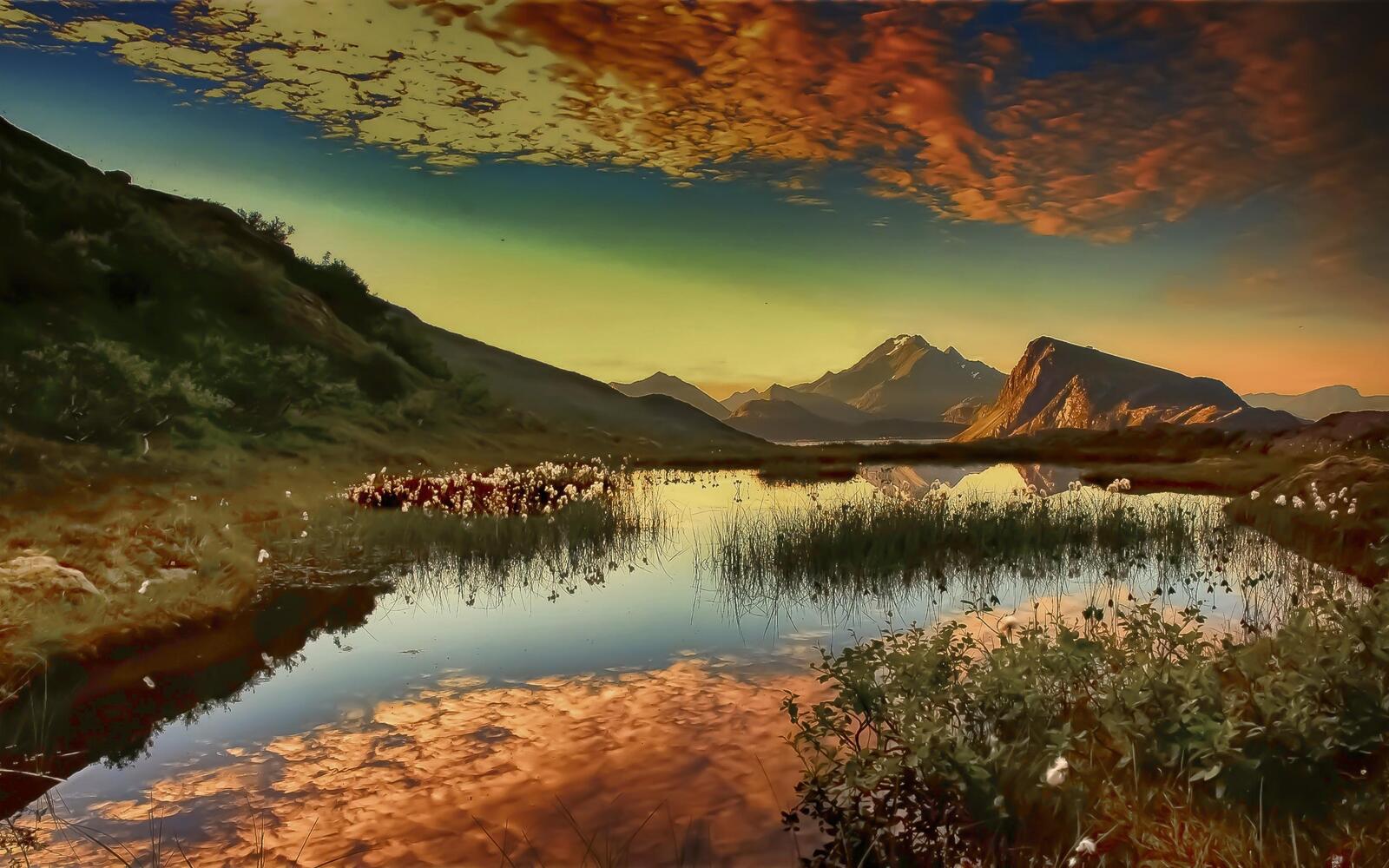 Wallpapers reflecdtion a lake autumn landscape on the desktop