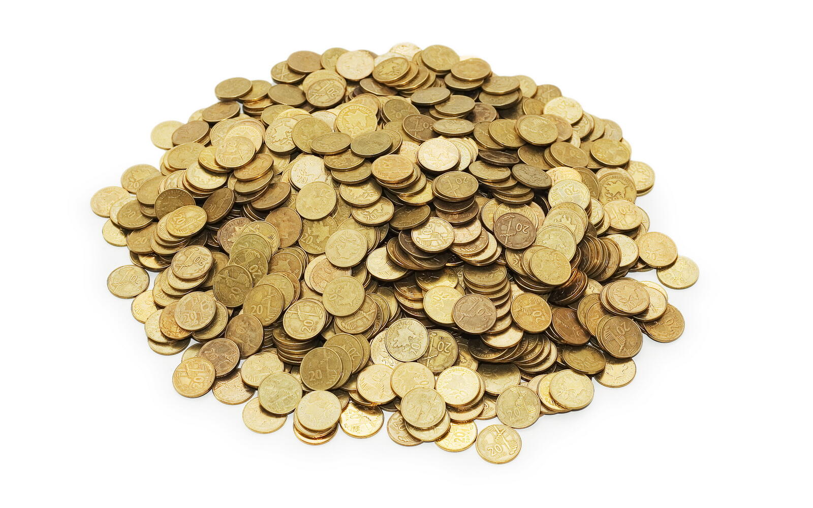 Обои золотые монеты кучка на рабочий стол