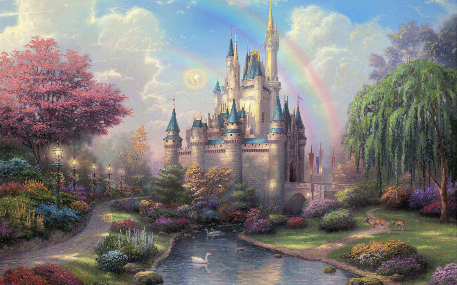 Wallpapers painting new day at the cinderella castle thomas kinkade on the desktop