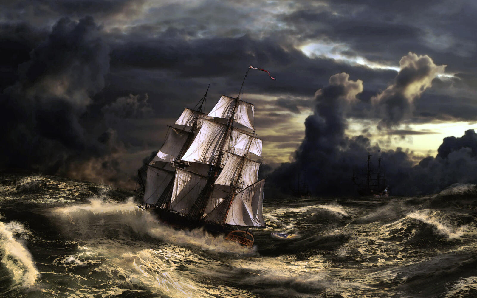 Wallpapers sailboat storm clouds on the desktop