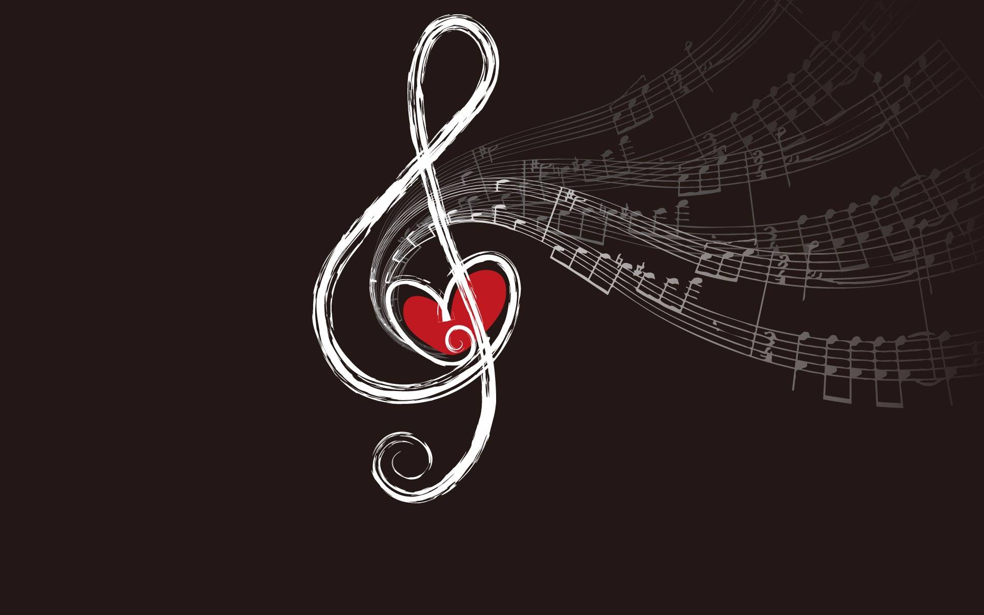 Wallpapers Hearts and music note music on the desktop