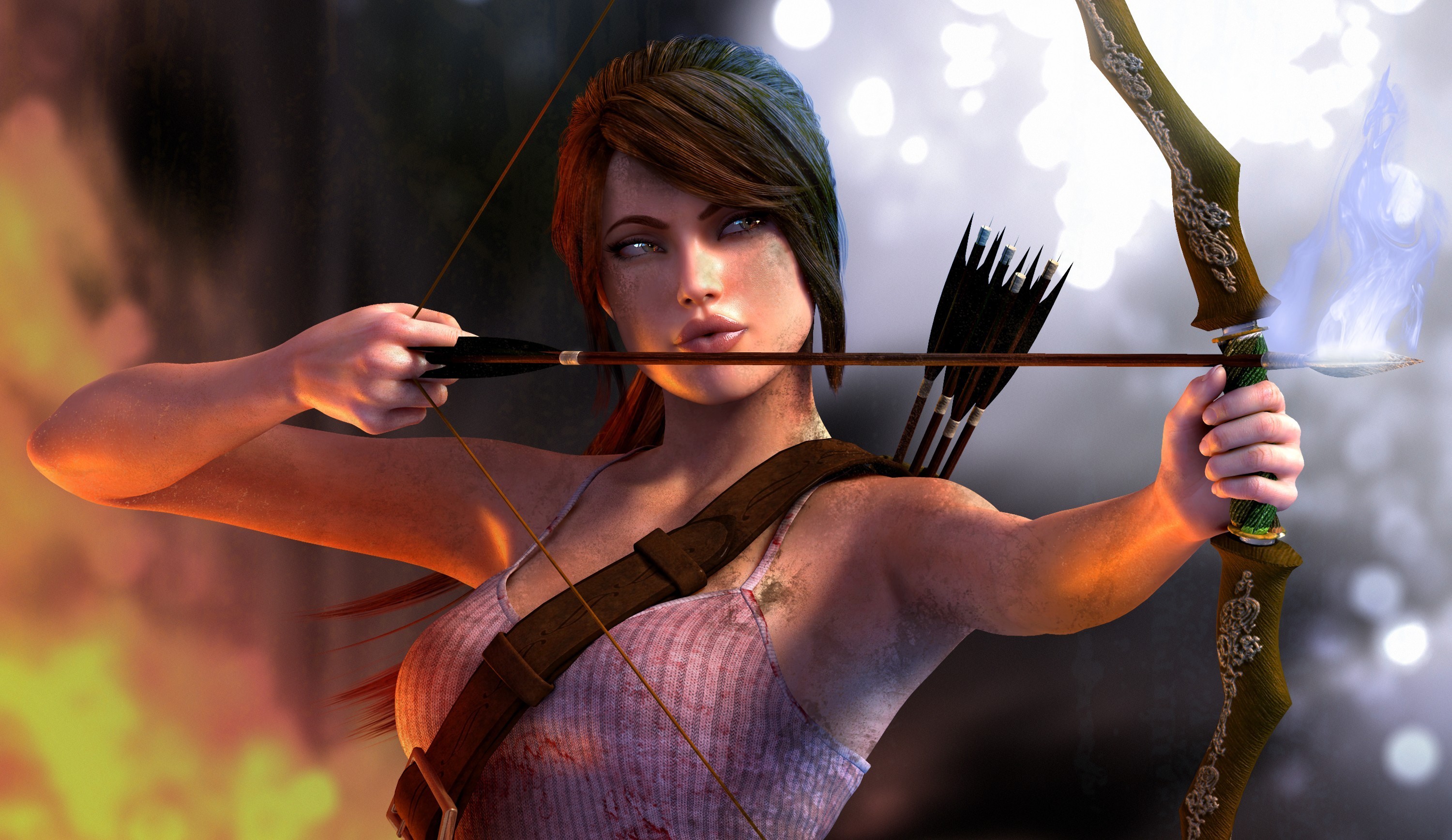 Wallpapers tomb raider lara croft with bow arrows on the desktop