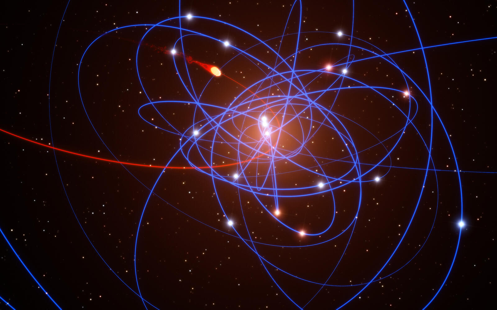 Обои траектория звезд центр нашей галактики черная дыра на рабочий стол