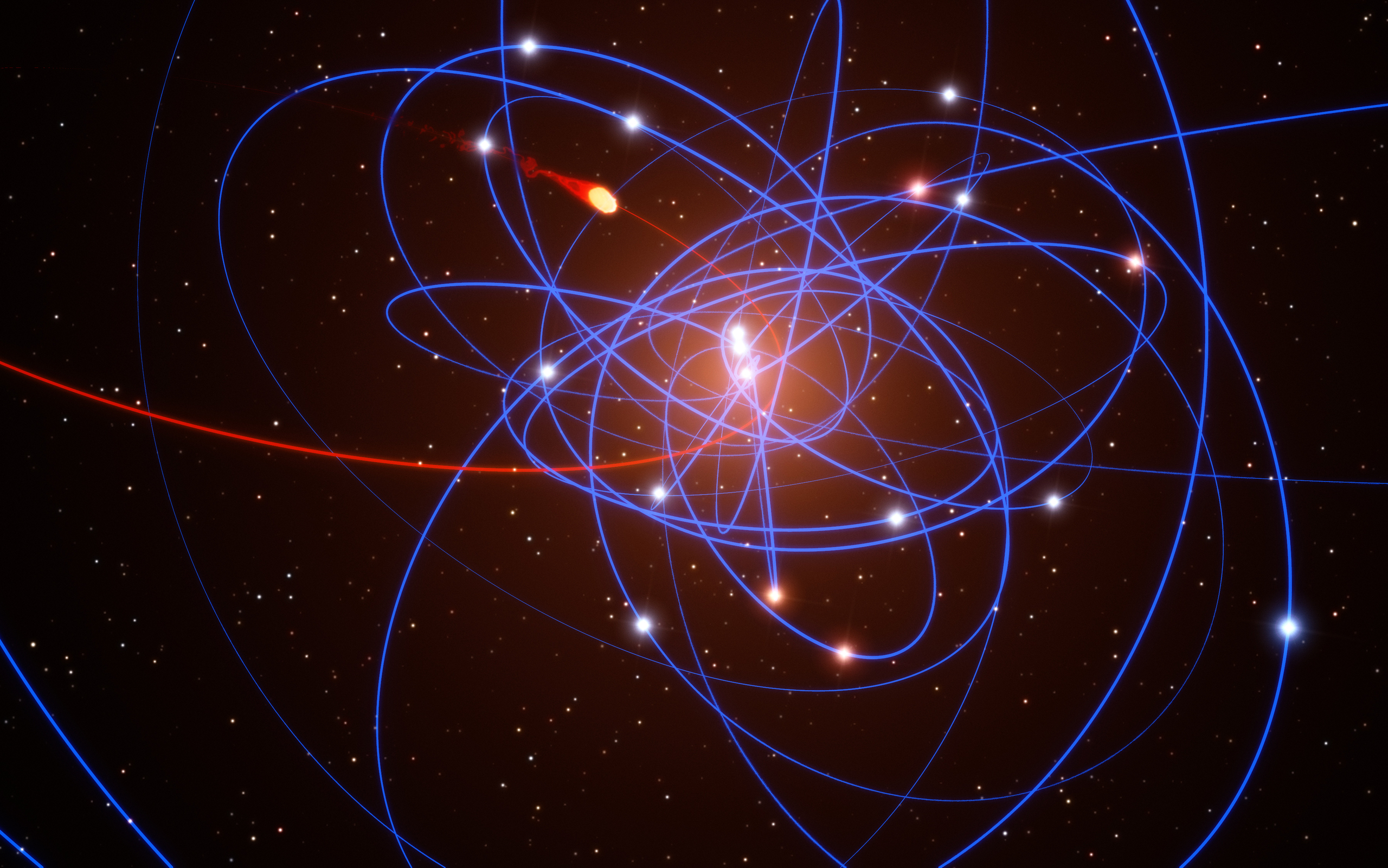 Photo free trajectory of stars, center of our galaxy, black hole