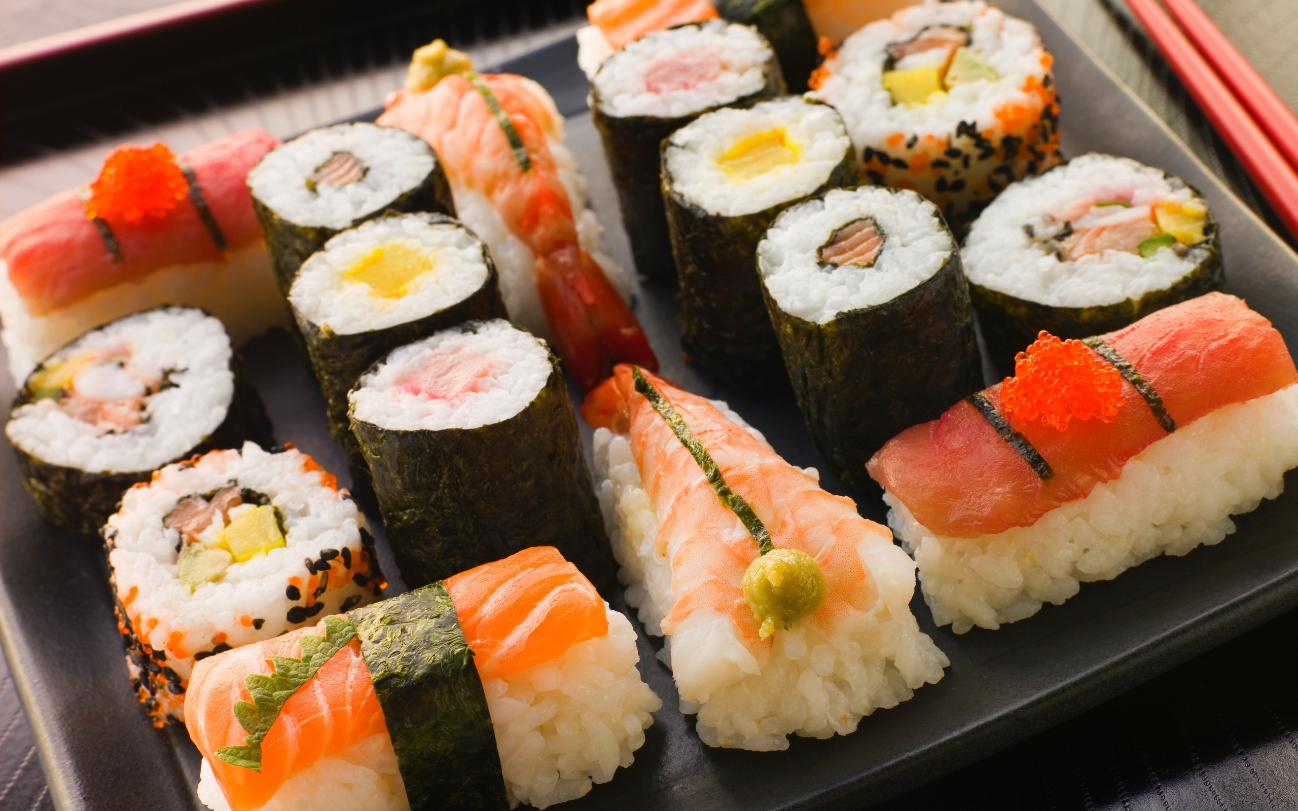 Wallpapers sushi rolls fish on the desktop