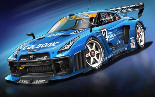 A rendering of a picture of a tuned nissan gtr.