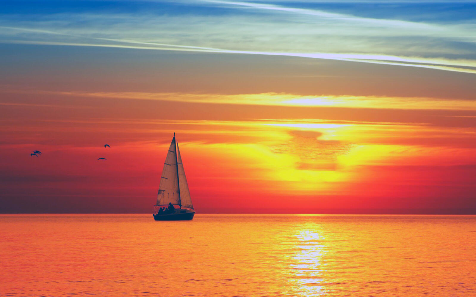 Wallpapers sea sunset yacht on the desktop