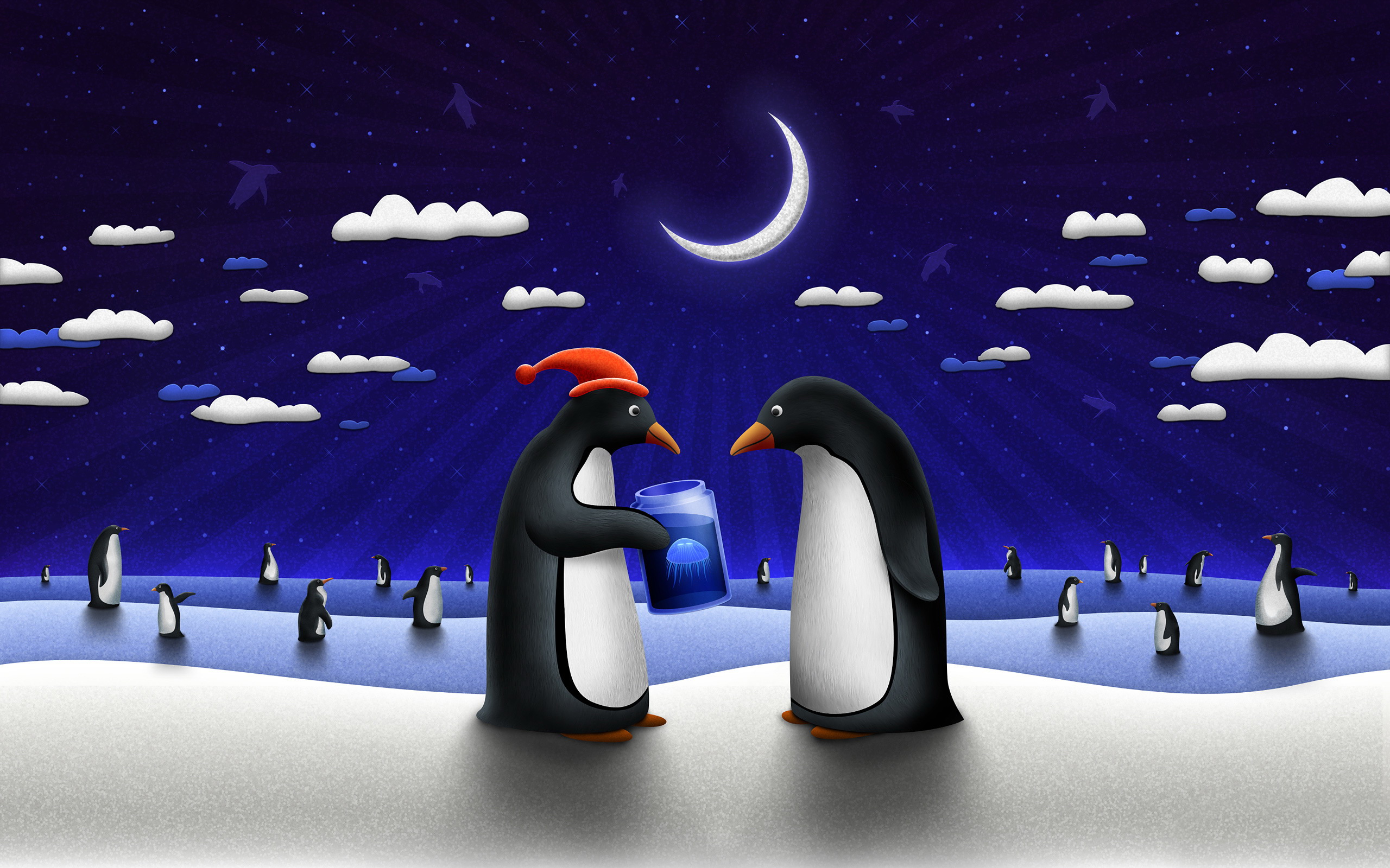 Wallpapers penguins picture drawing on the desktop