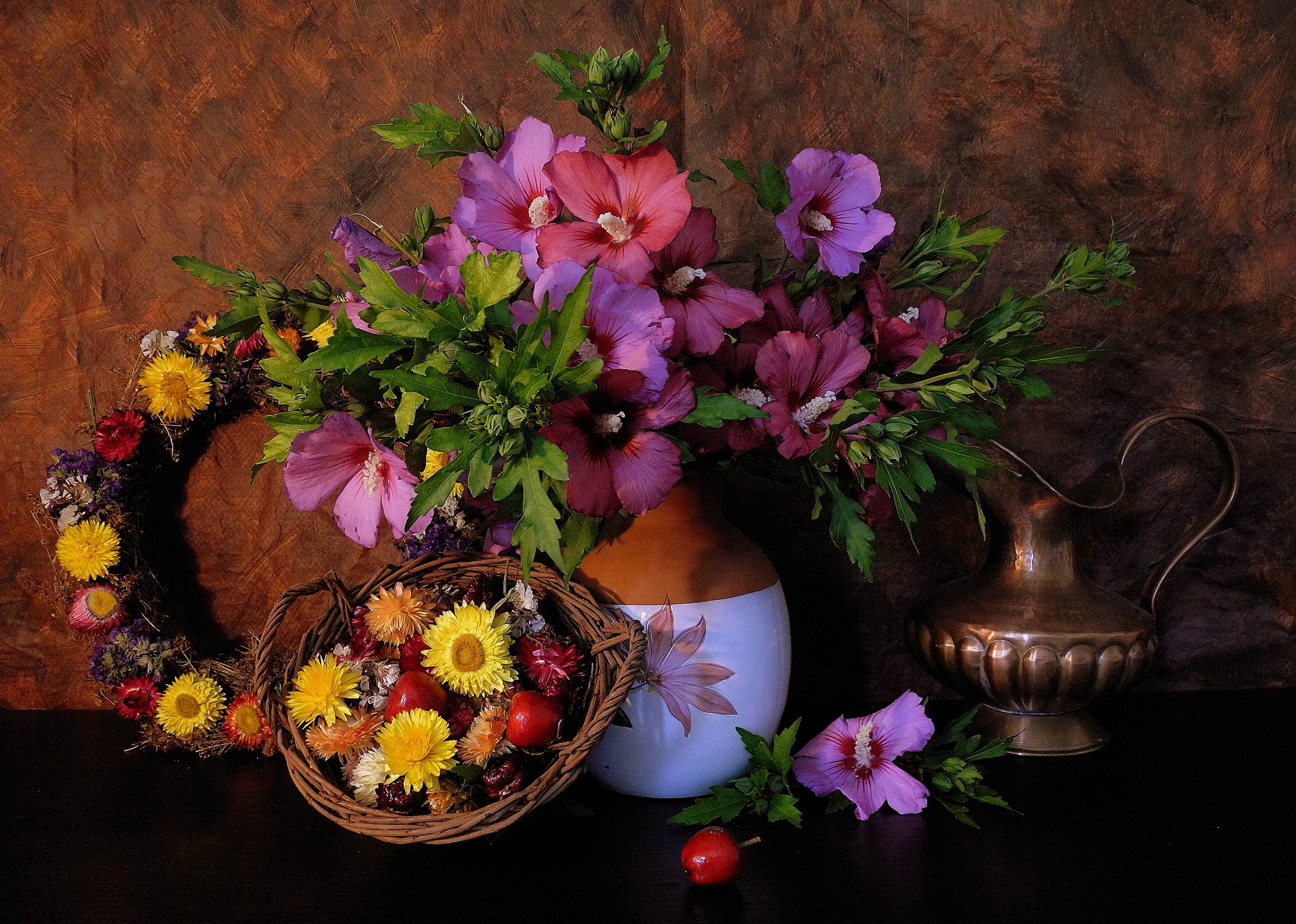 Обои цветы букет цветов ваза на рабочий стол