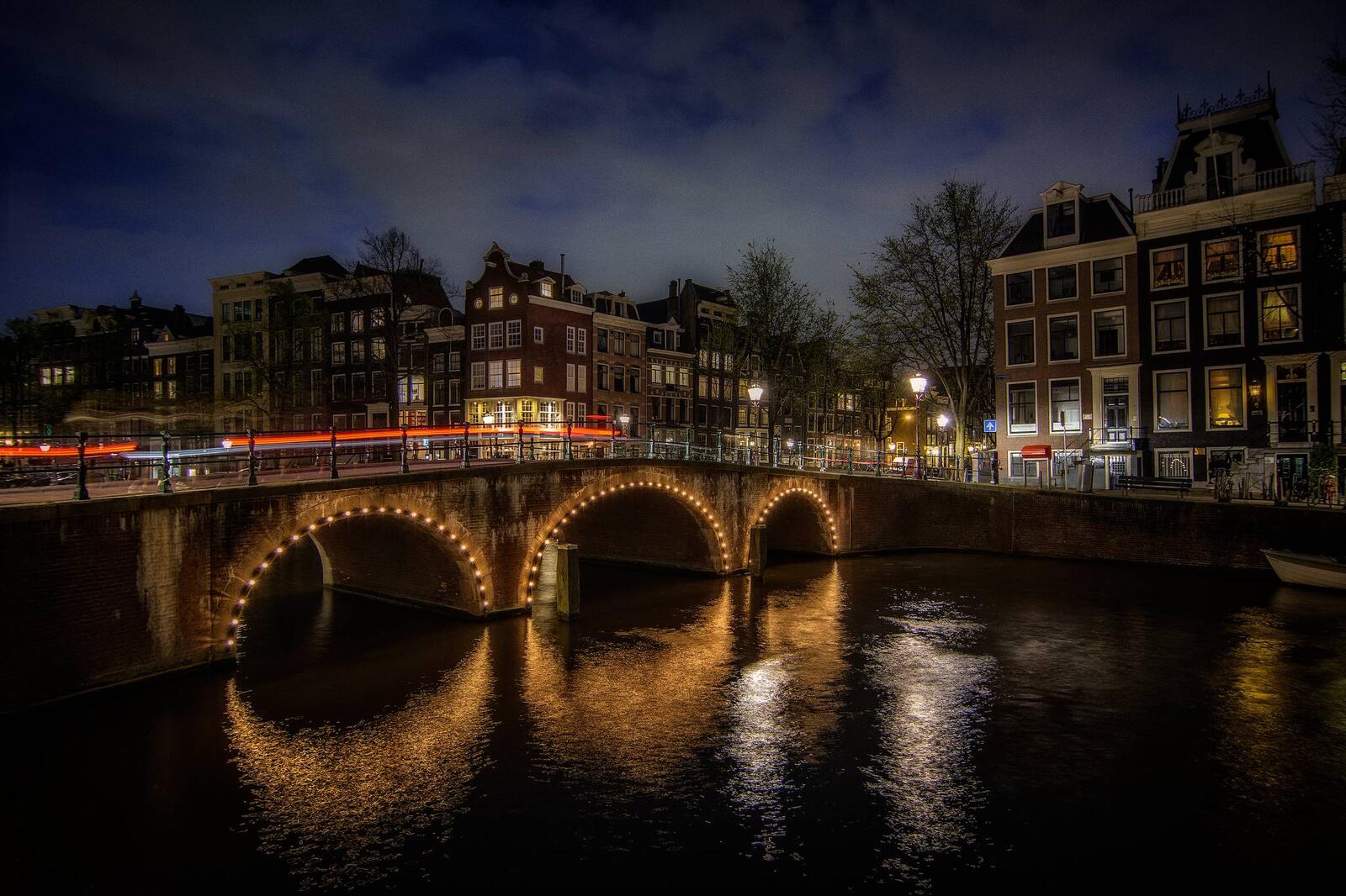 Обои панорама Амстердам улица на рабочий стол