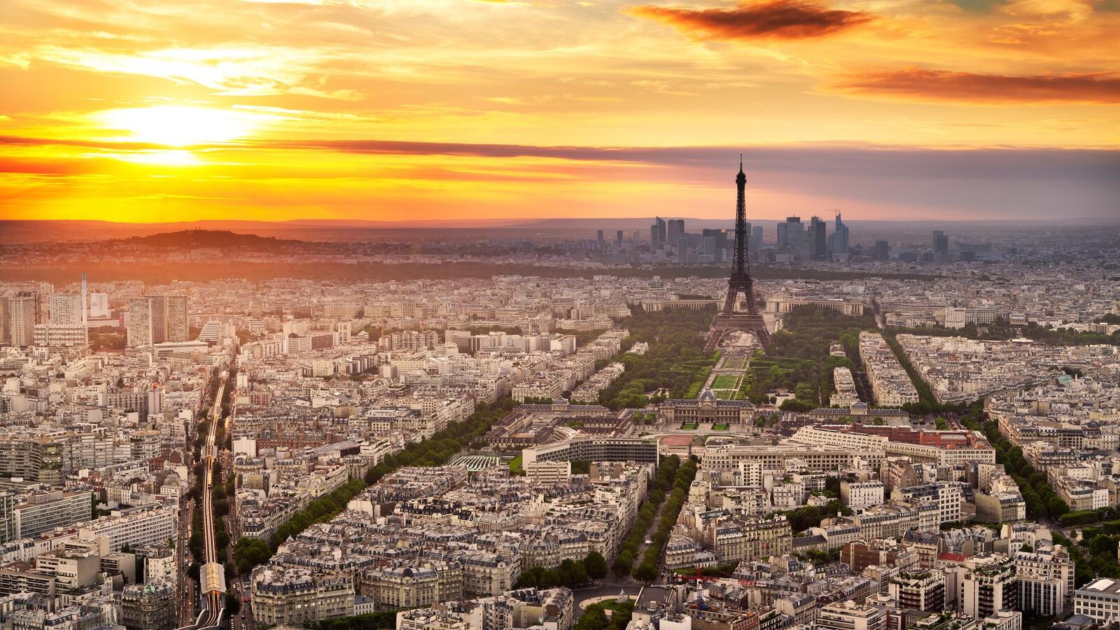 桌面上的壁纸巴黎 埃菲尔铁塔 日落