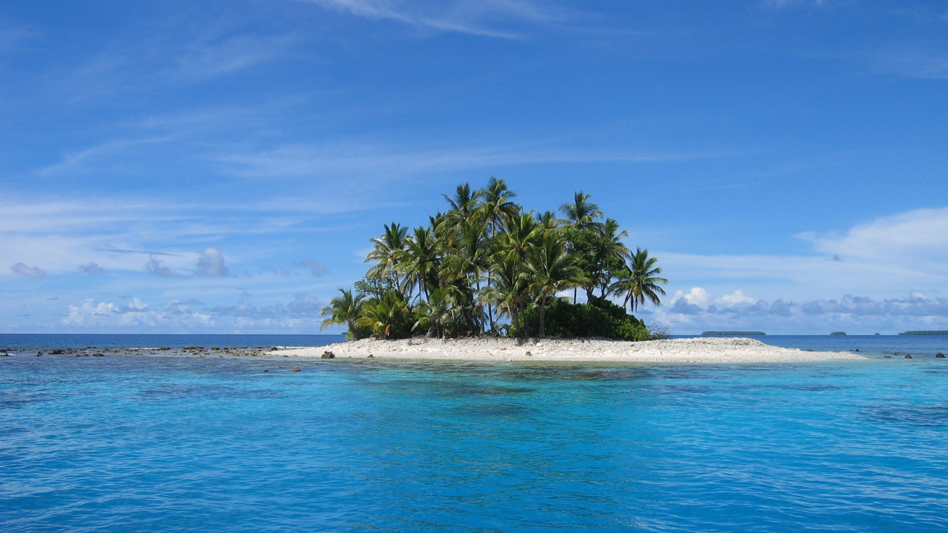 Фото бесплатно пальмы, одинокий остров, море