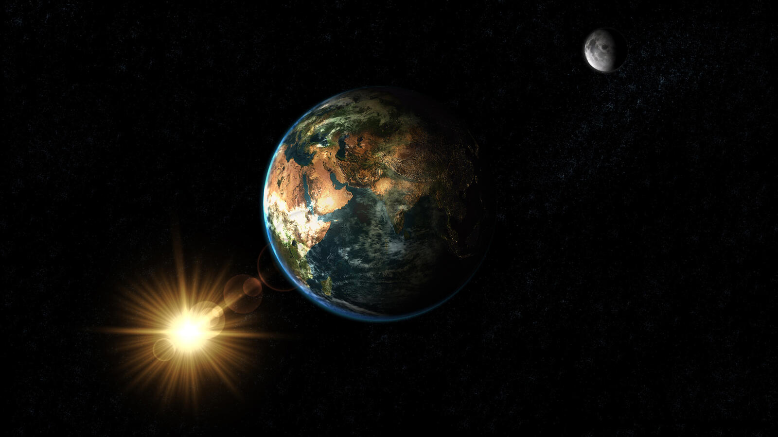 Обои планета земля солнце спутник на рабочий стол