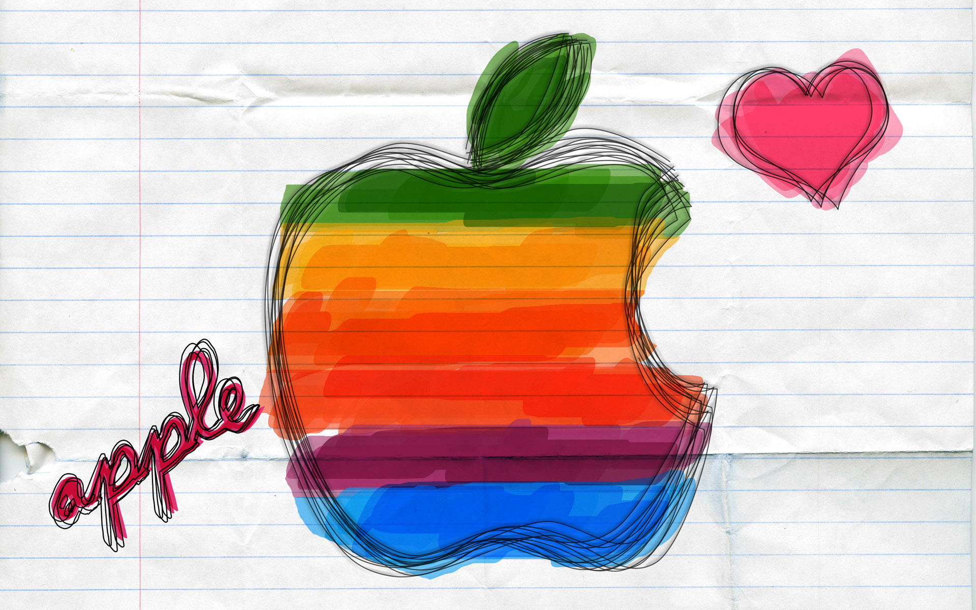Обои яблоко сердце надпись на рабочий стол