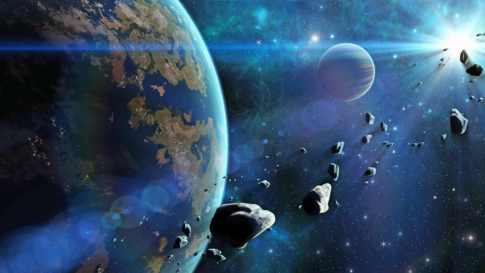 Wallpapers space planets asteroids on the desktop
