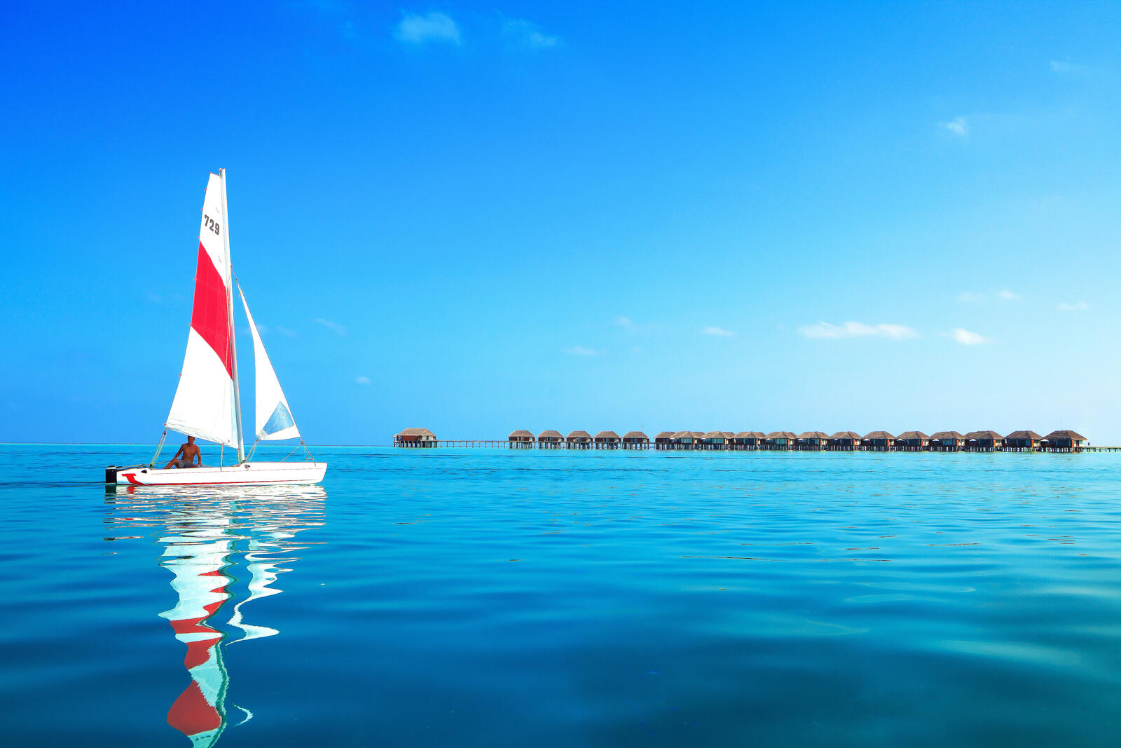 Обои тропики яхта Мальдивы на рабочий стол