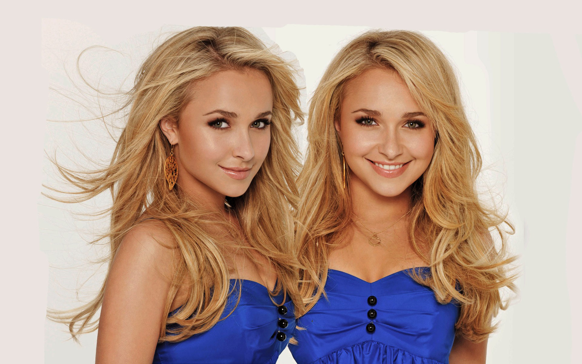 Wallpapers blondes twins eyes on the desktop