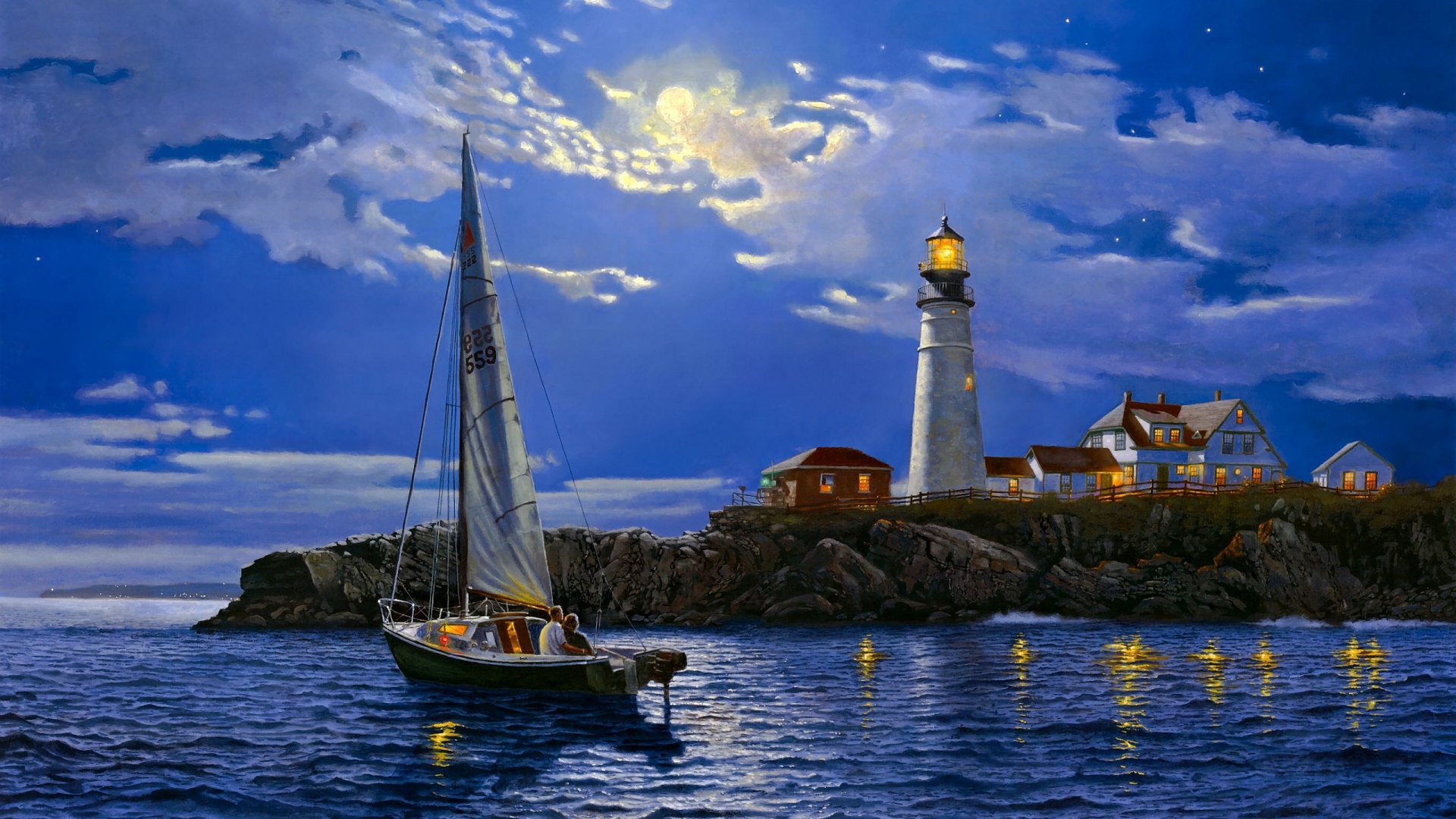 Wallpapers picture lighthouse night on the desktop