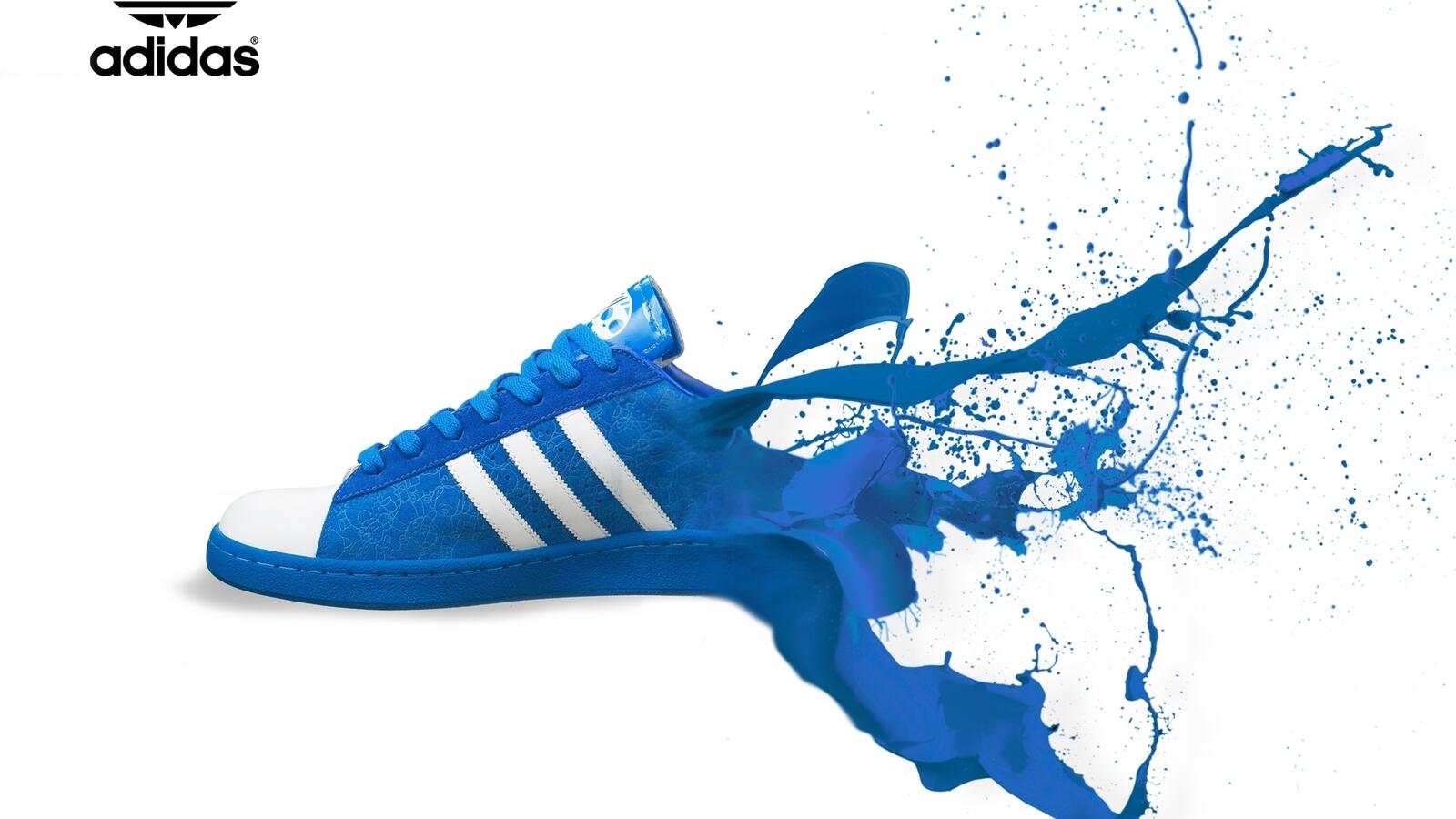 Wallpapers adidas sneakers blue on the desktop