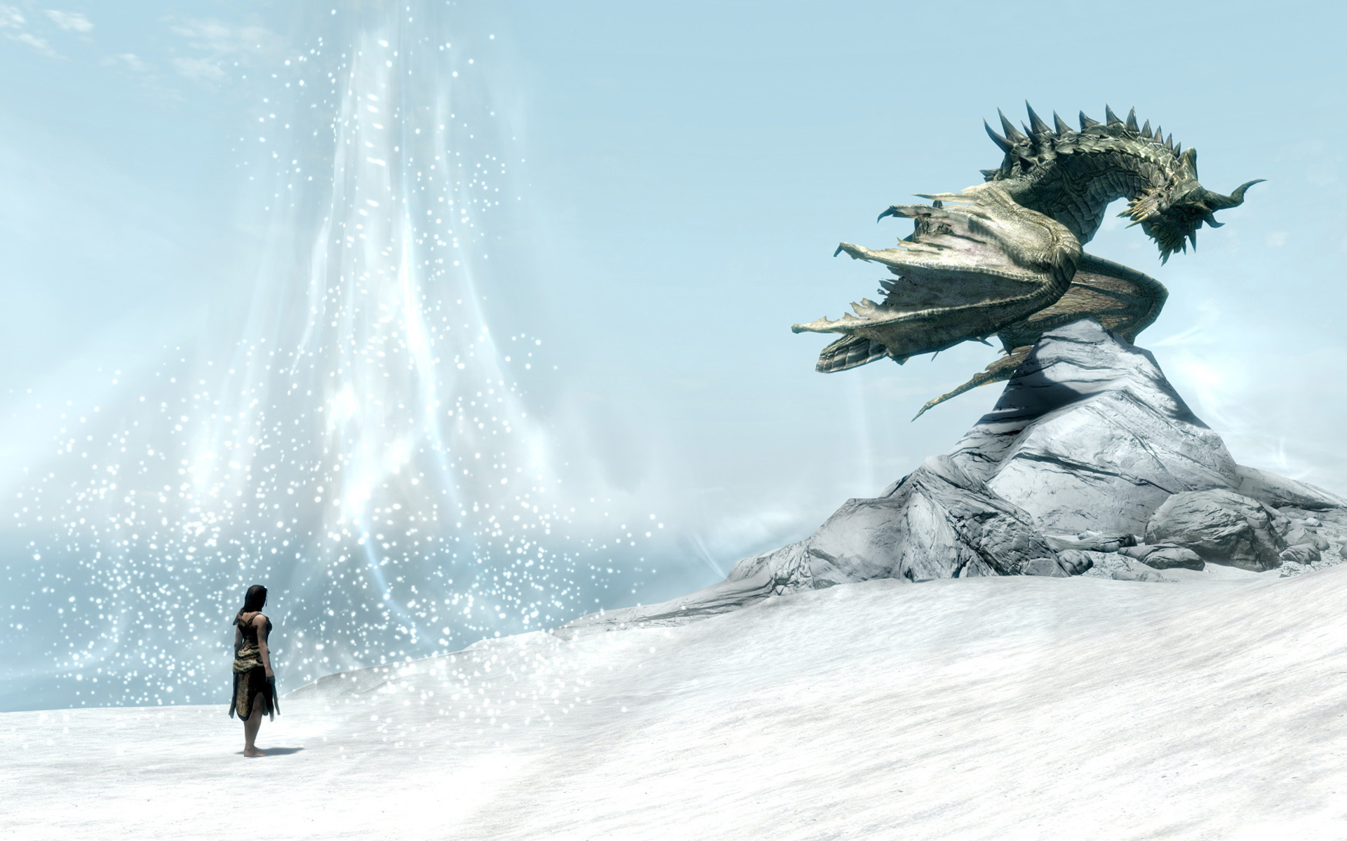Фото бесплатно дракон, девушка, снег