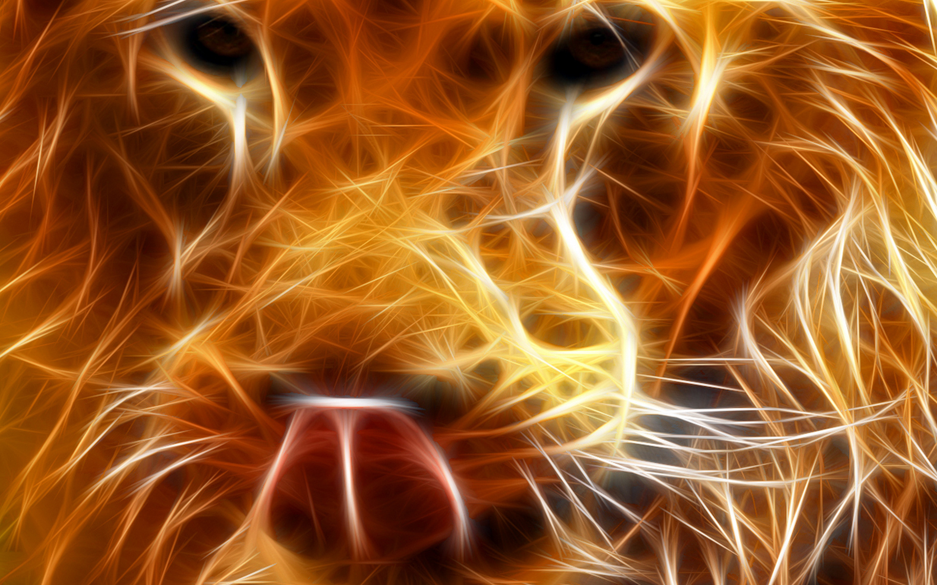Wallpapers lion in the fire from the fire on the desktop