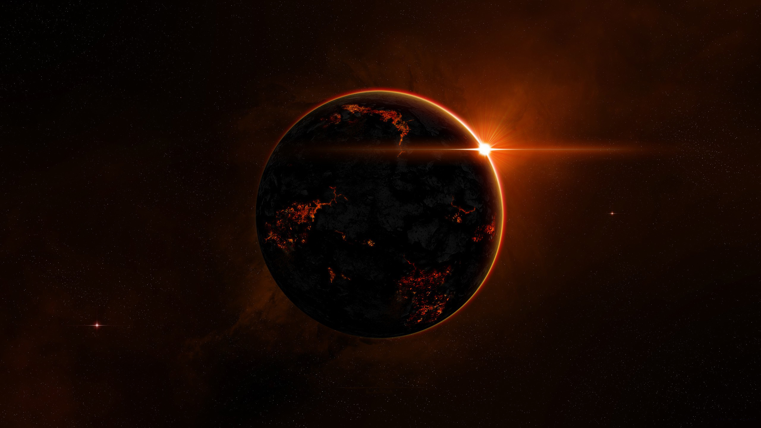 Wallpapers new worlds planet red sun on the desktop