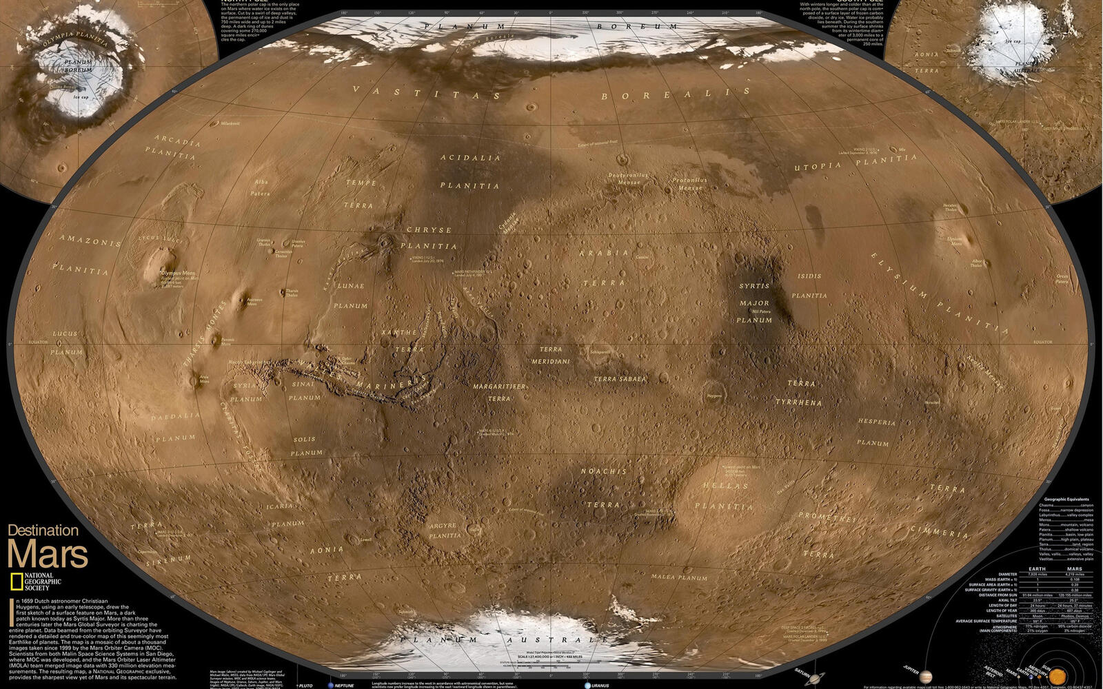 Wallpapers planet mars map on the desktop