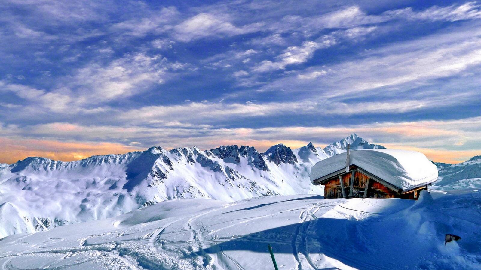 Wallpapers snow mountains house on the desktop