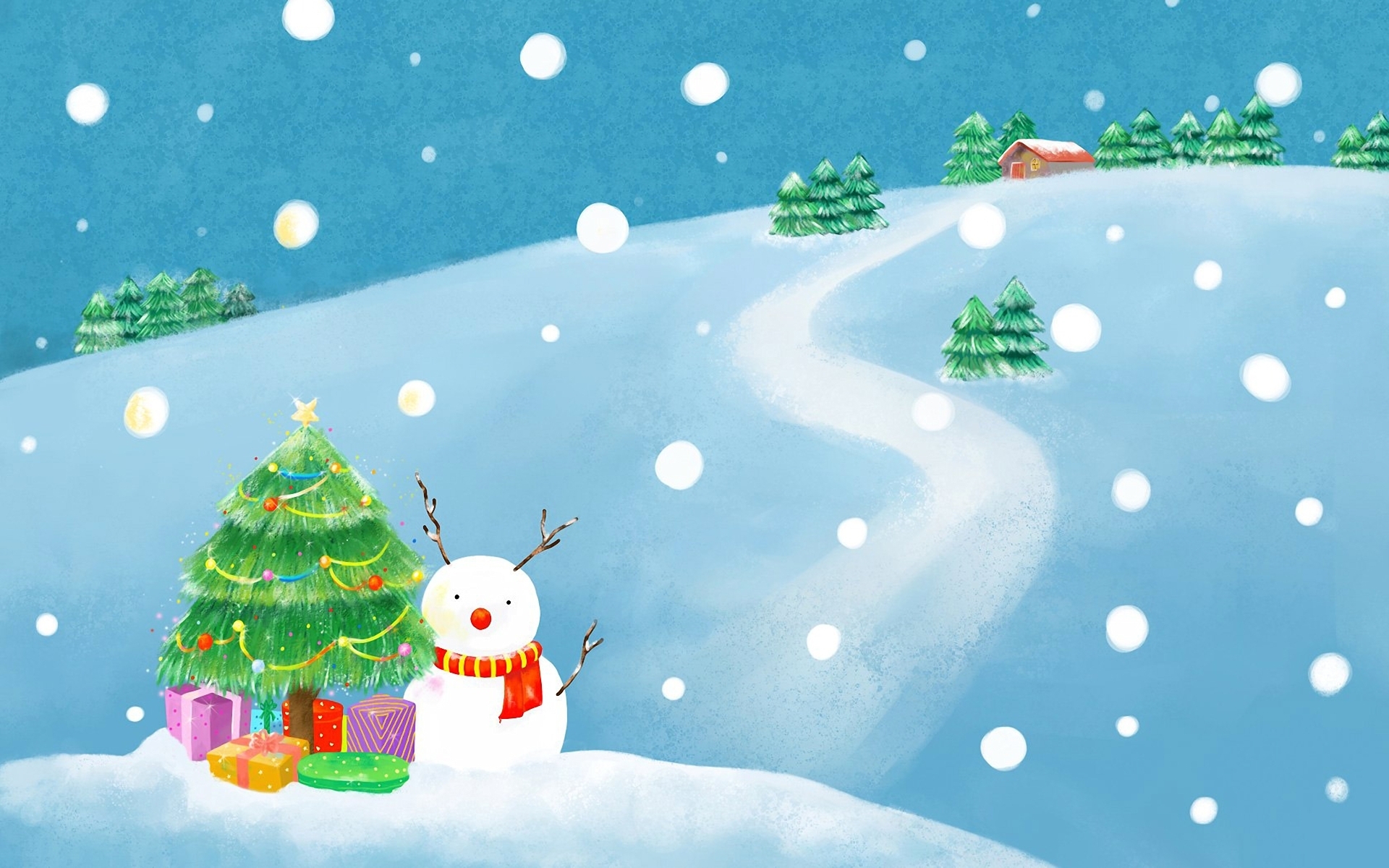 Wallpapers snow new year snowman on the desktop