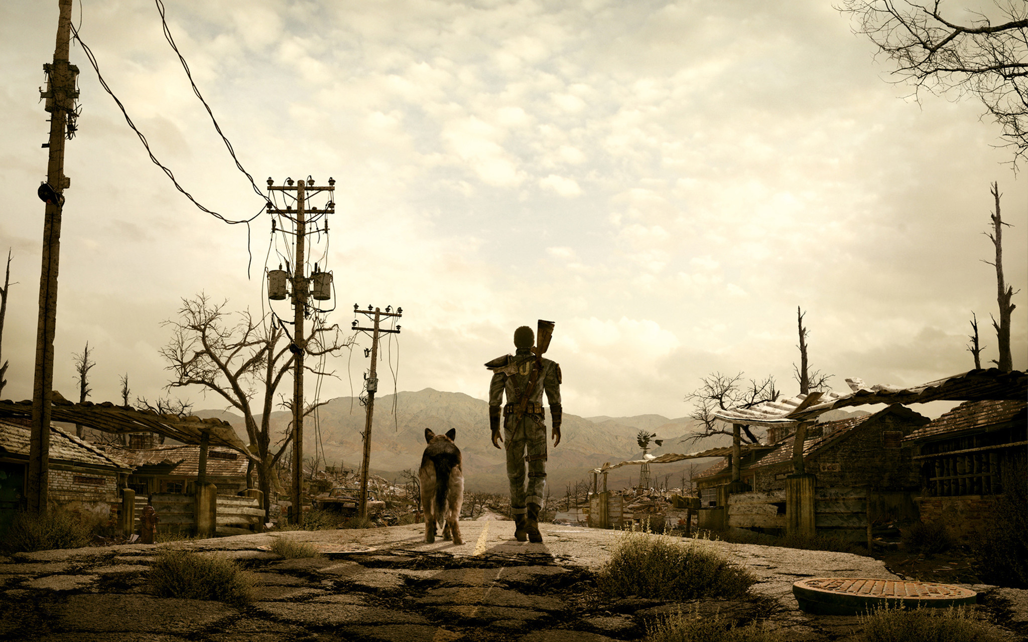 Wallpapers fallout 3 man and dog among the wasteland post-apocalypse on the desktop