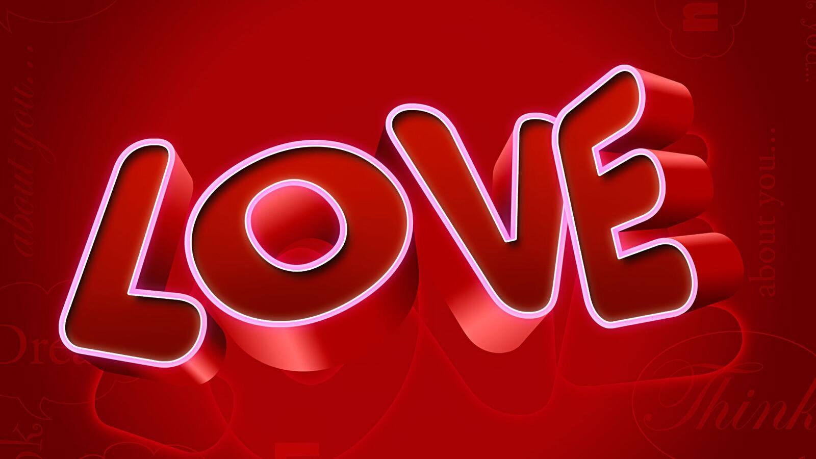 Wallpapers love inscription red on the desktop