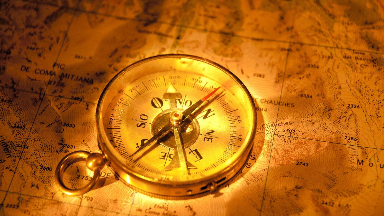 Wallpapers compass map gold on the desktop
