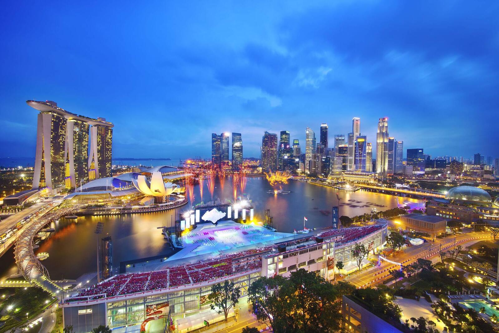 Обои Сингапур здания темнеет на рабочий стол