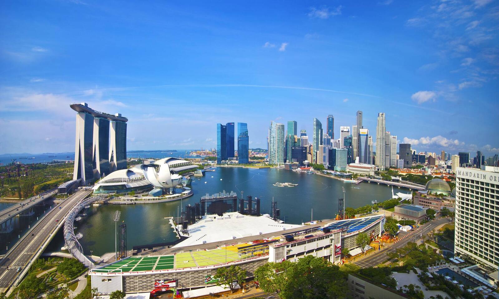 Обои Сингапур вид с высоты город на рабочий стол