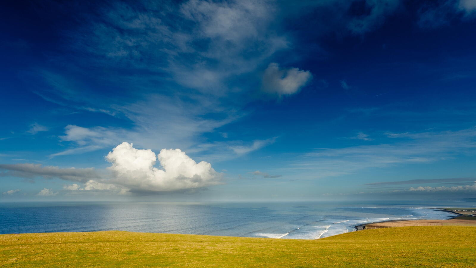 Wallpapers grass sea clouds on the desktop