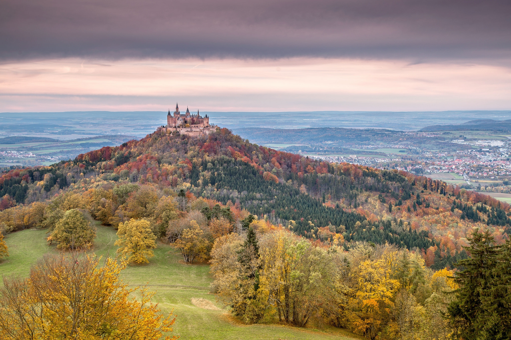 Wallpapers Hohenzollern Castle Germany sunset on the desktop